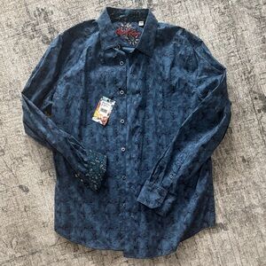 Robert Graham Navy Blue Casual Button Down Shirt